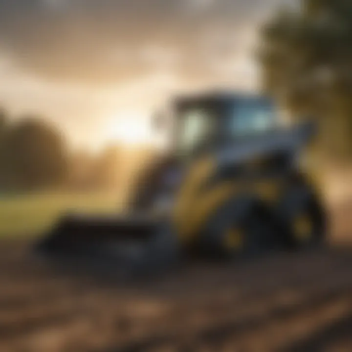 New Holland Track Skid Loader in action on a farm