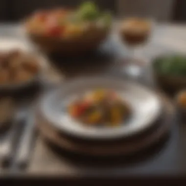 Mindful Eating Experience A serene meal setting with a beautifully plated dish that emphasizes whole foods and mindful eating.
