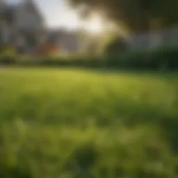 Lush green lawn with healthy grass