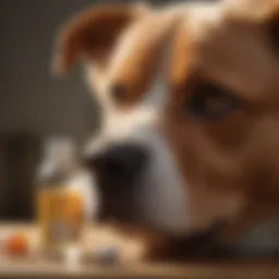 A close-up of a bottle of cephalexin with a dog illustration