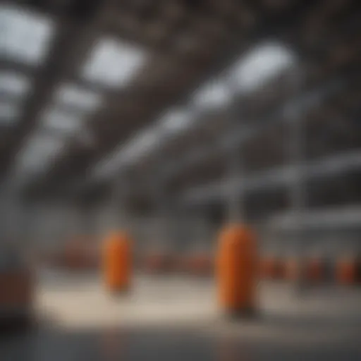 Overhead gas heater installation in a large warehouse
