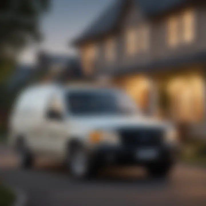 A local pest control service vehicle parked outside a home