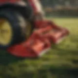 Close-up view of Pottinger triple mower cutting blades