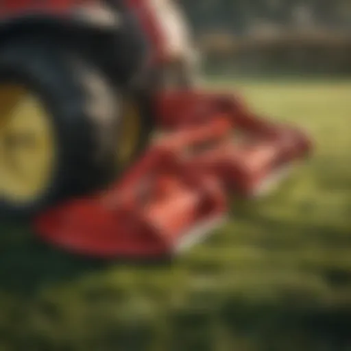 Close-up view of Pottinger triple mower cutting blades