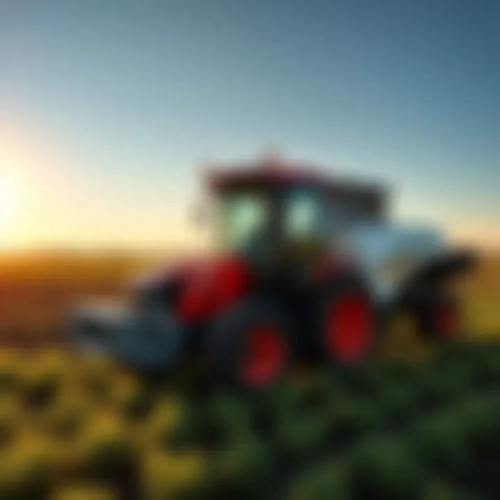 An agricultural landscape showcasing modern equipment