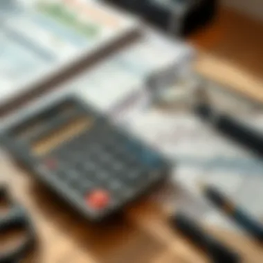 A calculator and financial documents on a desk