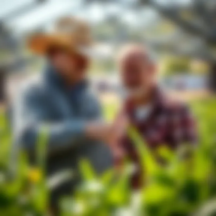 A farmer discussing refinancing strategies with a consultant