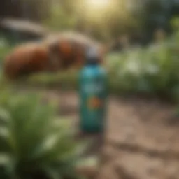Eco-friendly insect spray in a garden environment