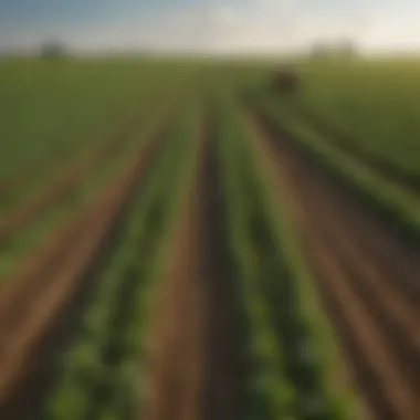 A lush agricultural field showcasing healthy crops thriving after simultaneous application of herbicides and fertilizers.