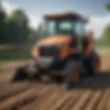 A skid loader tiller in action on a farm field