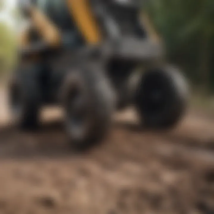 Close-up of the tilling mechanism of a skid loader