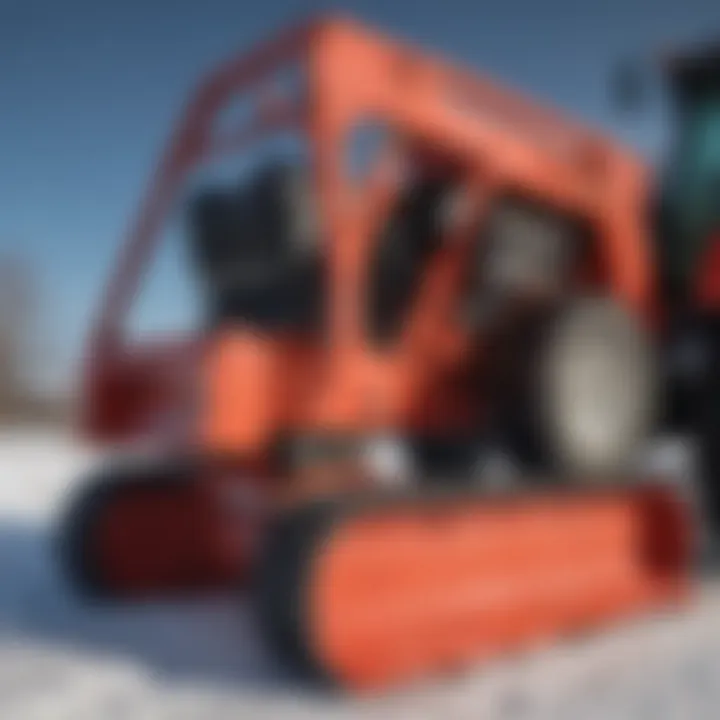 Diagram showcasing the components of a tractor mounted snowblower