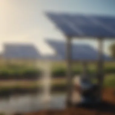 Technological Integration of Solar Energy Close-up of solar panels integrated with water pump
