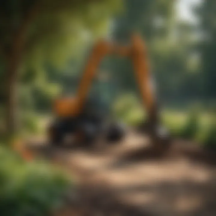Speeco Compact Post Hole Digger in action within a garden setting