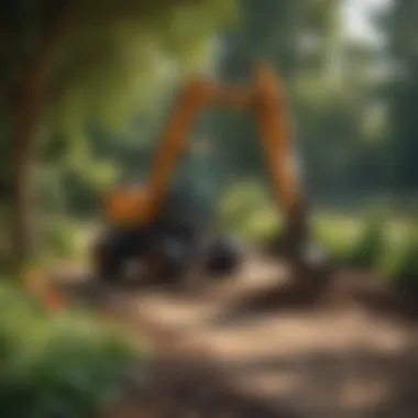Speeco Compact Post Hole Digger at Work in a Garden Speeco Compact Post Hole Digger in action within a garden setting