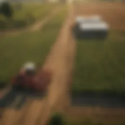 A detailed overview of a farm showcasing various agricultural practices.