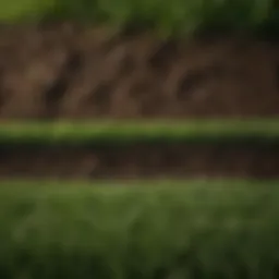 Close-up of lush green grass with rich soil