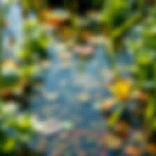 Lush aquatic plants thriving in a clear pond
