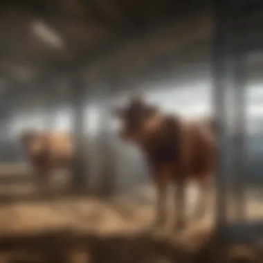 Temperature Management in Livestock Settings Visual representation of temperature control with exhaust shutters in livestock facilities