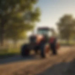 Tractor navigating through a vibrant Tennessee farm landscape