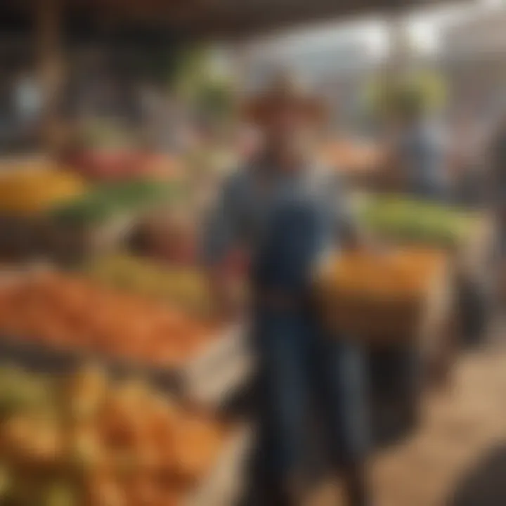 A vibrant farmer's market displaying the bounty of the harvest.