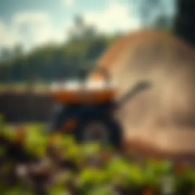A compact mulcher in action, efficiently processing plant material