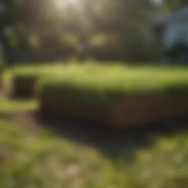 Sod installation in a backyard