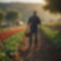 A vibrant organic farm showcasing a variety of crops