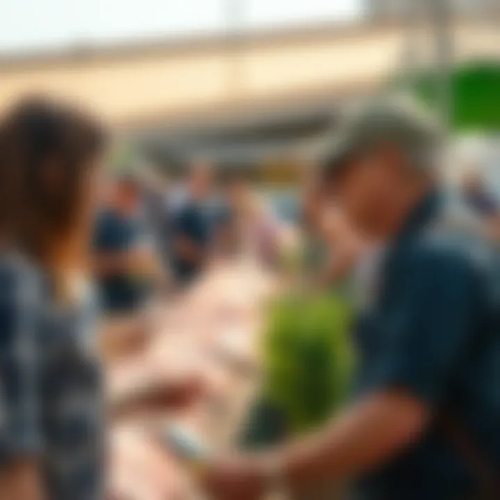 Consumer Engagement with Grass-Fed Producers Consumers engaging directly with grass-fed producers at a local market