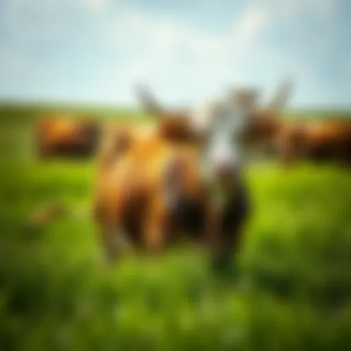 Vibrant pasture showcasing healthy grass-fed livestock