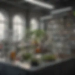 Intricate laboratory setup showcasing biotechnology experiments