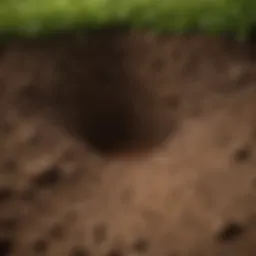 A close-up view of aerated soil showing holes and improved structure
