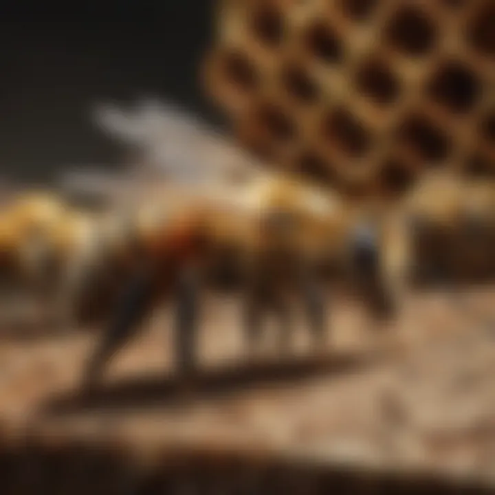 Development stages of the queen bee in a hive