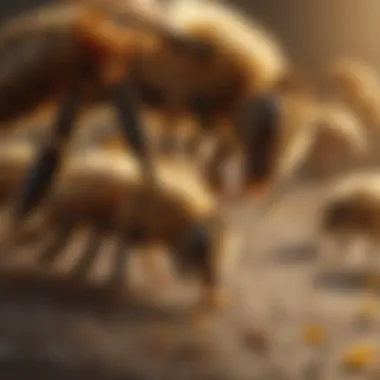 Queen Bee and Worker Bee Interaction Queen bee interacting with worker bees