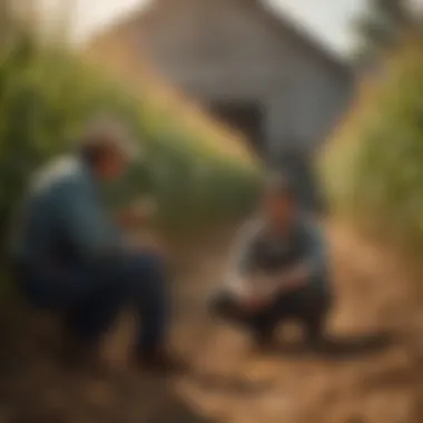 Farmers Discussing Corn Integration Techniques Farmers discussing corn integration techniques