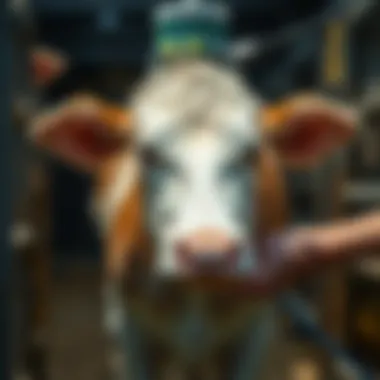 Vital Electrolyte Administration in Calves Calf receiving electrolytes