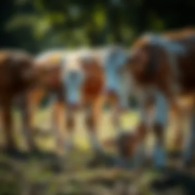 Healthy calves grazing