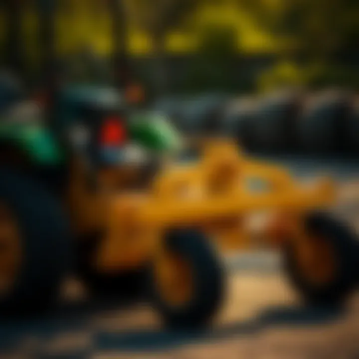 Lawn Tractor with Grader Attachment A lawn tractor equipped with a grader attachment working on a smooth surface