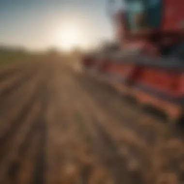 Close-up of a harvester cutting crops