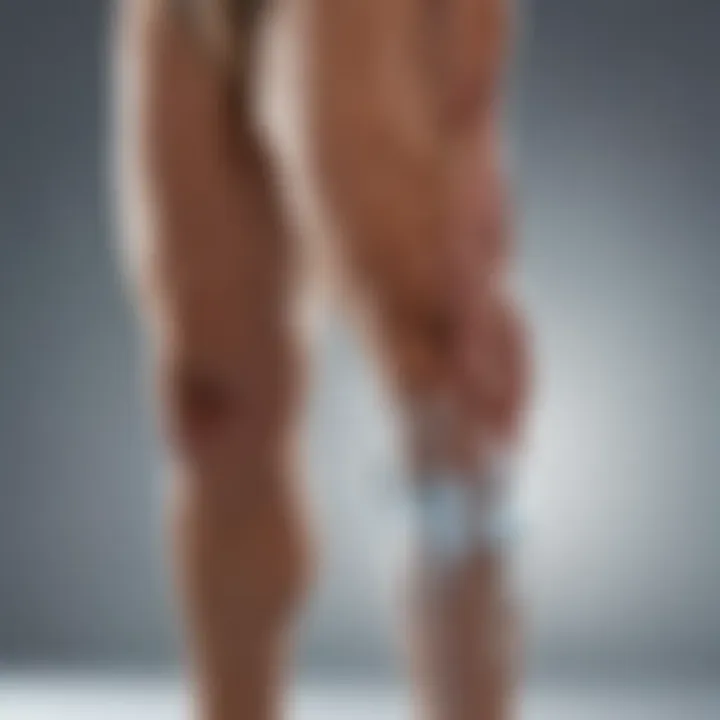 Demonstration of ice therapy application on knee