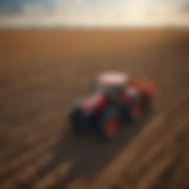 A modern tractor navigating a vast field, symbolizing agricultural innovation