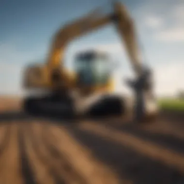 Excavators in Sustainable Agriculture Tracked excavator operating in agricultural land