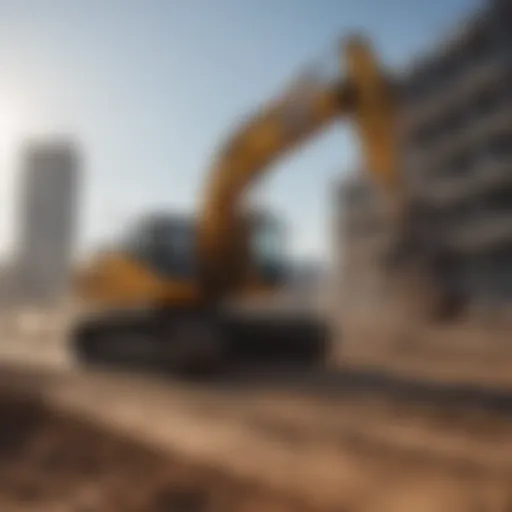 Tracked excavator in action at a construction site