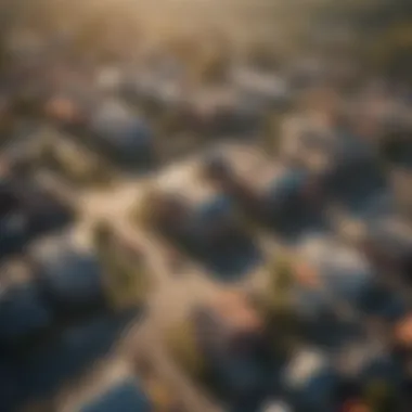 An aerial view of a thriving Tractor Town, highlighting the layout and infrastructure.