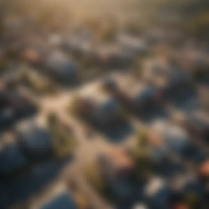 An aerial view of a thriving Tractor Town, highlighting the layout and infrastructure.