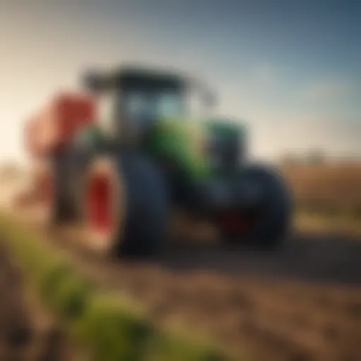 A vibrant agricultural landscape showcasing various modern tractors in action.