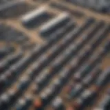 Aerial view of Tunica Mississippi Truck Auction showcasing various utility trucks.