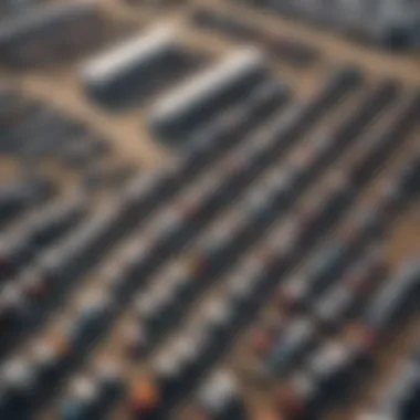 Aerial Perspective of the Truck Auction Aerial view of Tunica Mississippi Truck Auction showcasing various utility trucks.