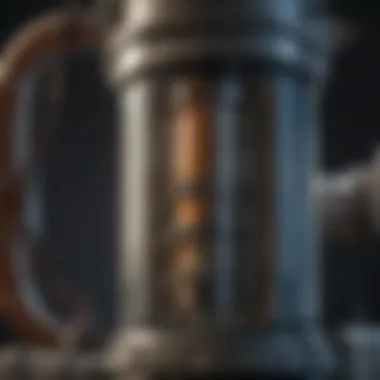 Detailed view of the twist to clean water filter mechanism showcasing its inner workings
