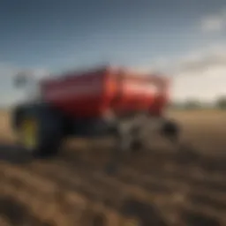 Detailed illustration of a drop spreader showing its components